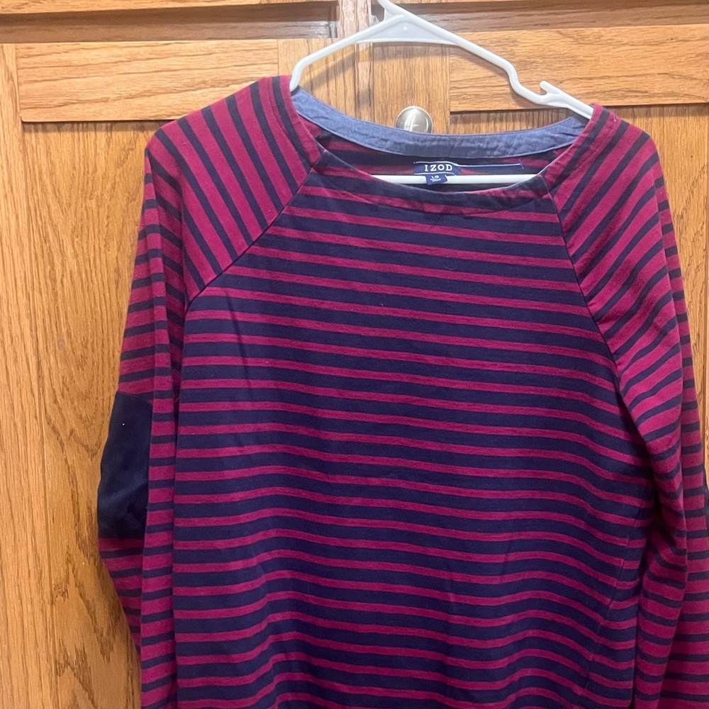 Izod Navy and Burgundy Striped Shirt